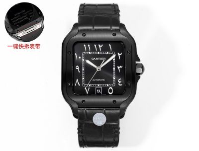  THB Factory Cartier Santos Middle East Version Tape Black Steel Case Diameter 39.8mm watch